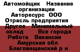 Автомойщик › Название организации ­ Авторесурс, ООО › Отрасль предприятия ­ Другое › Минимальный оклад ­ 1 - Все города Работа » Вакансии   . Амурская обл.,Благовещенский р-н